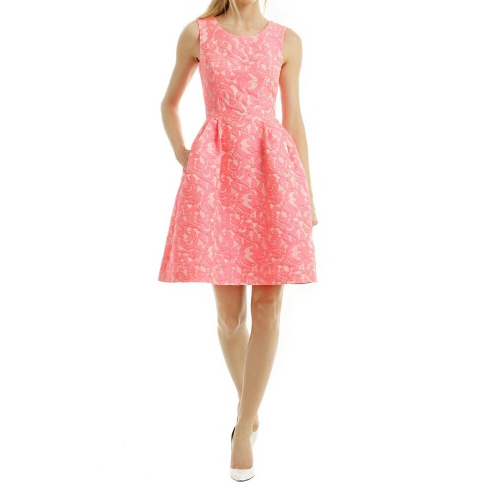 Pink Tartan Womens Willow Kelly Sleeveless Dress Coral Floral Jacquard size 0